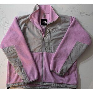 North Face Fleece Jacket Women's Large Pink Gray Polartec Denali Full Zip